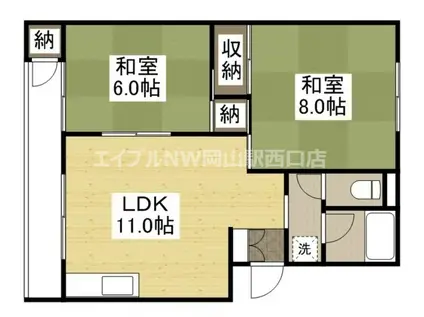 津倉マンションA棟(2LDK/3階)の間取り写真