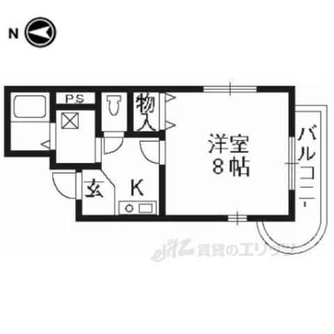 ビバ丸太町(1K/3階)の間取り写真