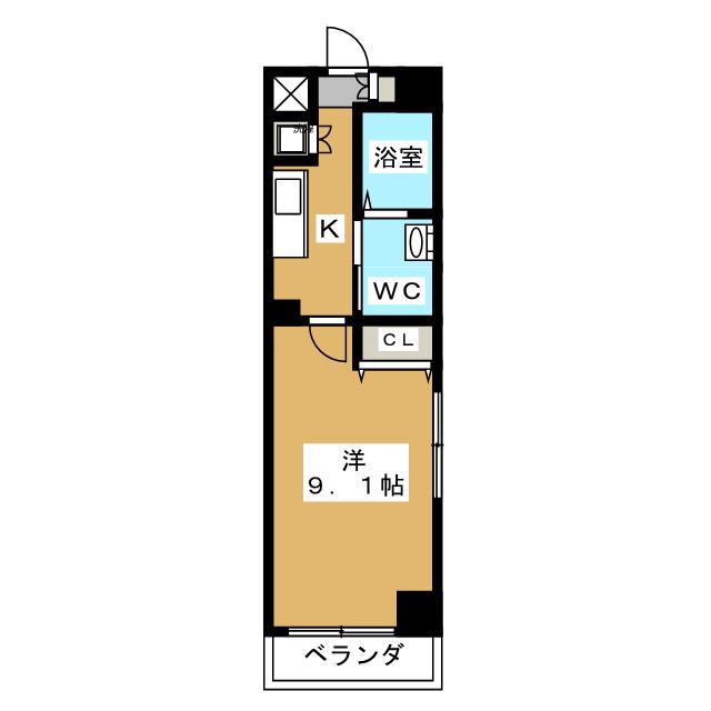 ディアコースト本千葉駅前(1K/2階)の間取り写真