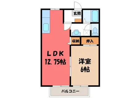 パナタウンセブンB(1LDK/1階)の間取り写真