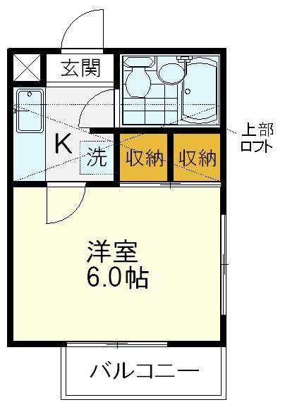 ルベールST(1K/2階)の間取り写真