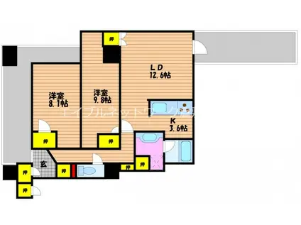 LA MIA CASA(1LDK/7階)の間取り写真