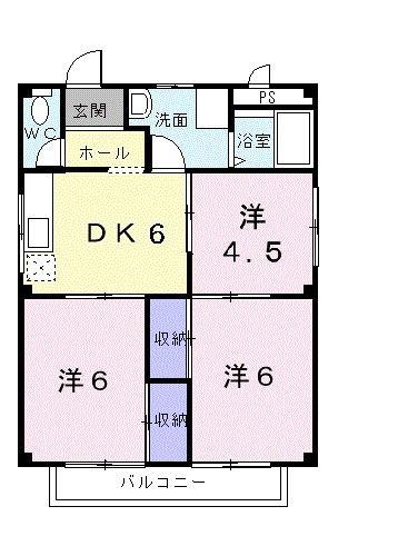 エスポワール萩原(3DK/2階)の間取り写真