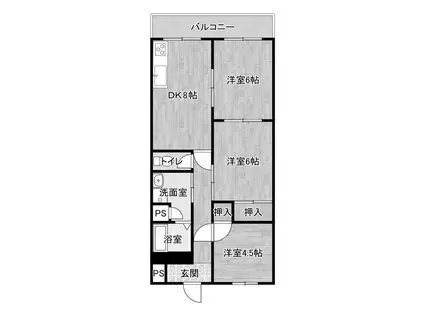 プレアール白水(2LDK/3階)の間取り写真