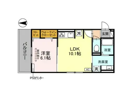 ヴィタ西京極(1LDK/2階)の間取り写真