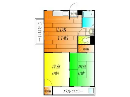 杉本マンション A棟(2LDK/2階)の間取り写真