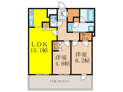 ブリリアタワー箕面船場(2LDK/6階)の間取り写真