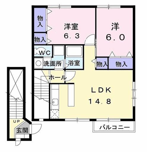 エクセレント・川田(2LDK/2階)の間取り写真