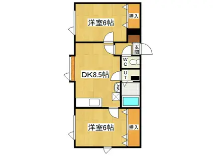 スメバミヤコ(2DK/2階)の間取り写真