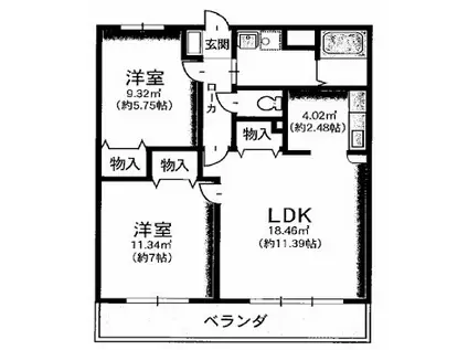 ウエストリバーA.B(2LDK/2階)の間取り写真