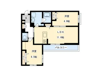 シャーメゾン アヴァンス(2LDK/3階)の間取り写真