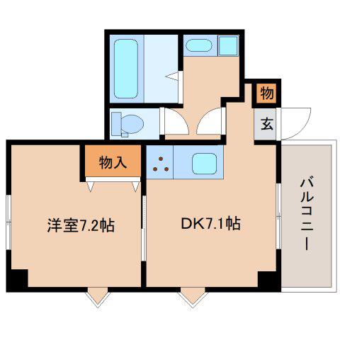 トミオコート(1DK/3階)の間取り写真