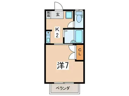 コーポヒライ(1K/2階)の間取り写真