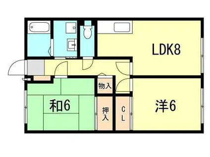 プランドールMITANI B棟(2LDK/1階)の間取り写真