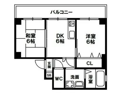 シェルハウス(2DK/3階)の間取り写真