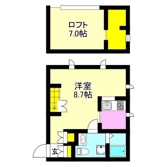 プリマ前橋朝倉(1K/2階)の間取り写真