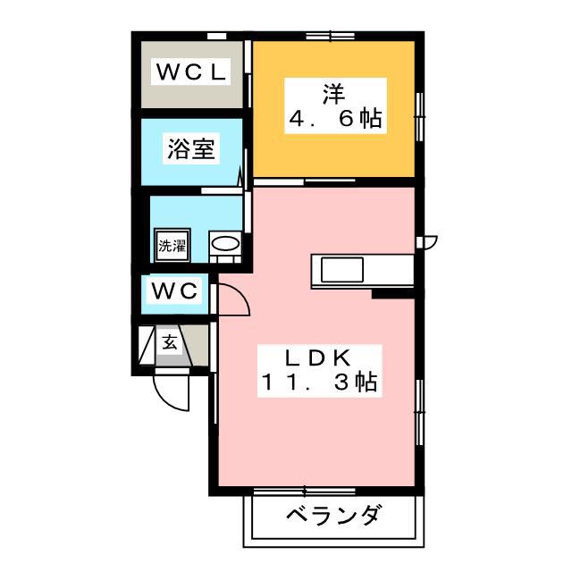 ラルジュ(1LDK/2階)の間取り写真