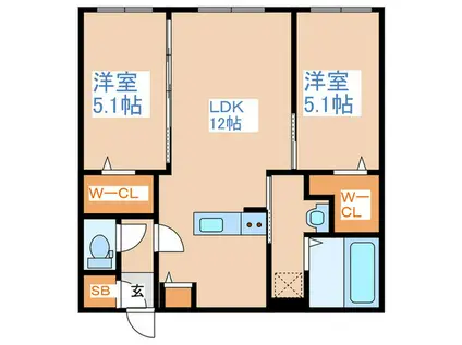 DIORE RESIDENCE SAPPORO(2LDK/1階)の間取り写真