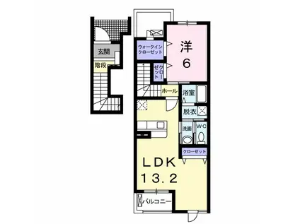 EMERALDII(1LDK/2階)の間取り写真