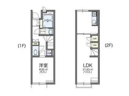 レオネクスト倉富(1LDK/1階)の間取り写真