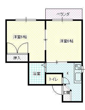 セレーネ白山(2K/3階)の間取り写真