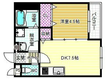 SUN WOOD 英(1DK/2階)の間取り写真