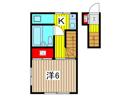 ハイホーム(1K/2階)の間取り写真