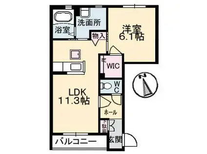 シャーメゾン ウィステリア A棟(1LDK/1階)の間取り写真