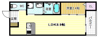 エヌエムキャトフヴァンセット(1LDK/1階)の間取り写真