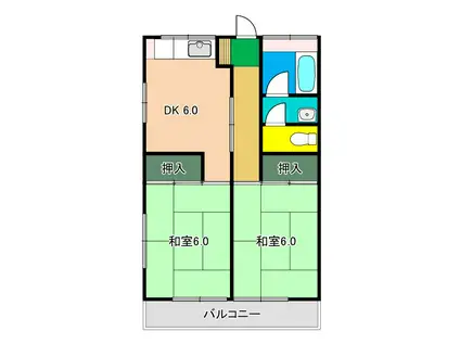ハイツ北村(2DK/3階)の間取り写真
