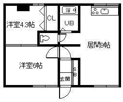 見本林ハイツB(2DK/2階)の間取り写真
