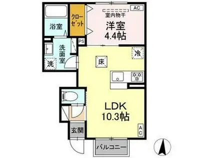 LA VIERGE II(1LDK/1階)の間取り写真