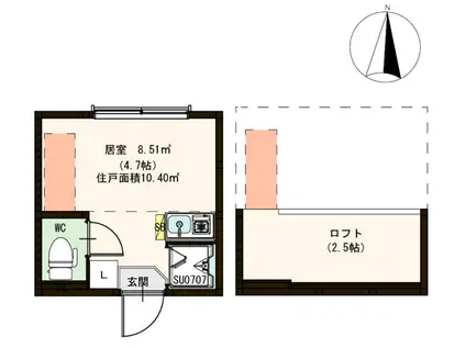 ハーモニーテラス亀戸(ワンルーム/2階)の間取り写真