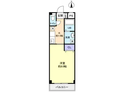 アドラブール勝田台(1K/4階)の間取り写真