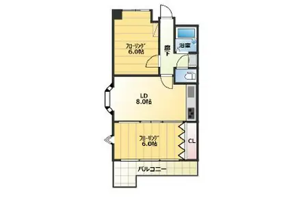 リッジヴィラ六甲(2DK/5階)の間取り写真