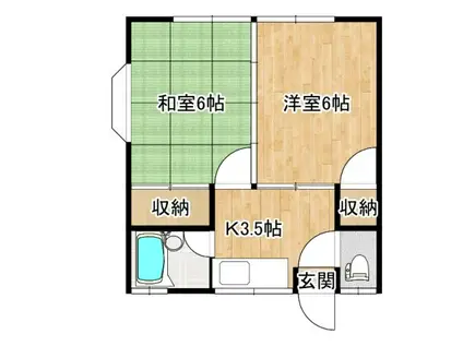 メイプルハウス(2K/2階)の間取り写真