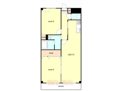 ボナール伊丹(2LDK/1階)の間取り写真