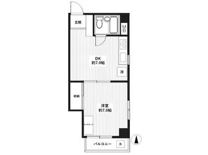 ハイツ錦糸町(1DK/6階)の間取り写真