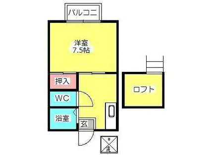 アートインヘイゼル(1K/2階)の間取り写真