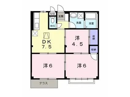 エルデム城南パートI(3DK/1階)の間取り写真