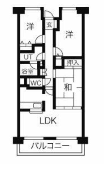 ダイアパレスアコスト岩沼 II(3LDK/4階)の間取り写真