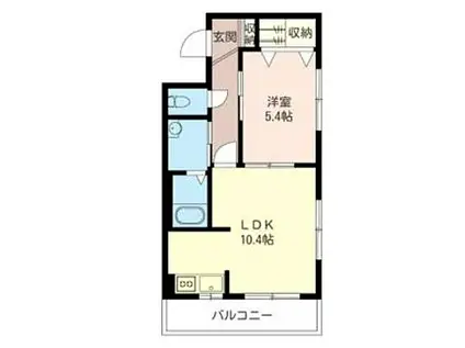 ヴァンヴェストA(1LDK/2階)の間取り写真