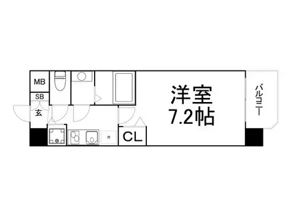 メインステージ大阪福島(1K/9階)の間取り写真