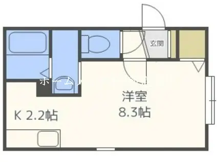 ルーミナスあいの里(1K/1階)の間取り写真