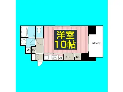 グランエターナ名古屋鶴舞(1K/10階)の間取り写真