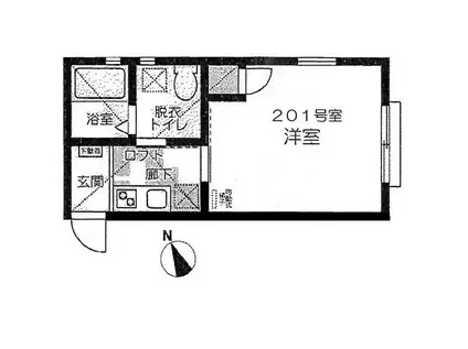 アイビットひばり(1K/2階)の間取り写真