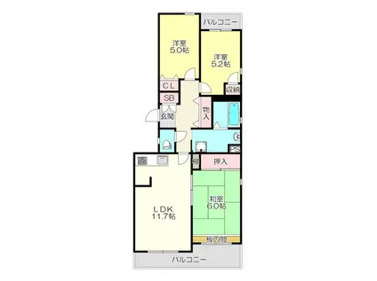 グランビュー山手(3LDK/3階)の間取り写真