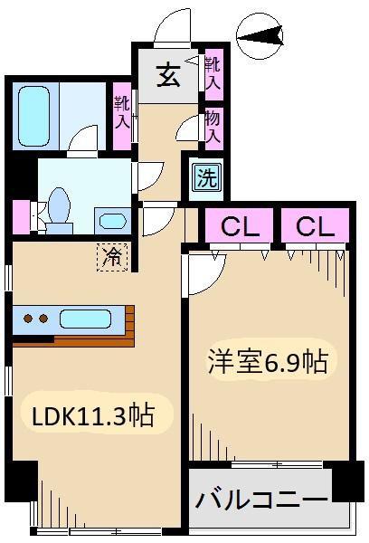 グランドメゾン王子(1LDK/7階)の間取り写真