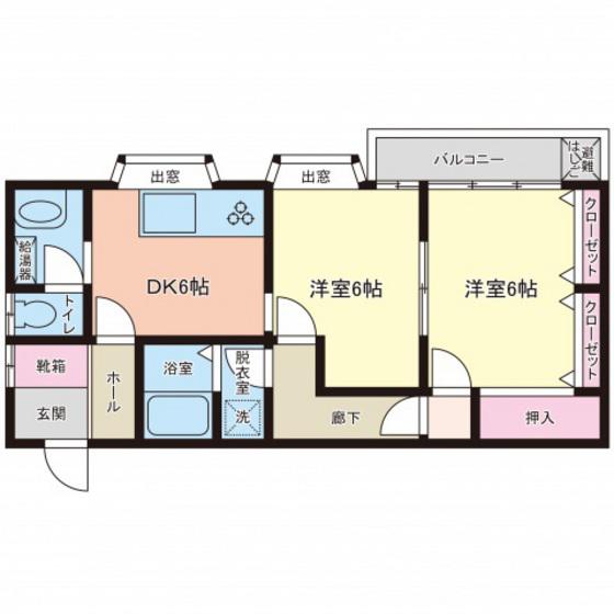 川端ビル(2DK/2階)の間取り写真