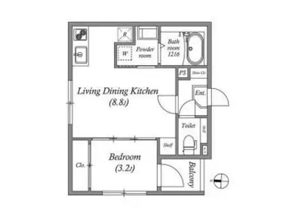 ブリエスポワール(1LDK/2階)の間取り写真
